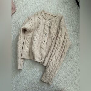 & Other Stories Cable Knit Cream Sweater cardigan